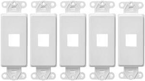 White 1-Port Keystone Jack Wall Plate Insert HDMI  RJ45 Cat 6, Ethernet, RG6 Coax, Banana Plug  (5 Pack)