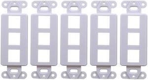 White 3-Port Decora Keystone Jack Wall Insert HDMI, Cat5/6, USB and DisplayPort (5 Pack)
