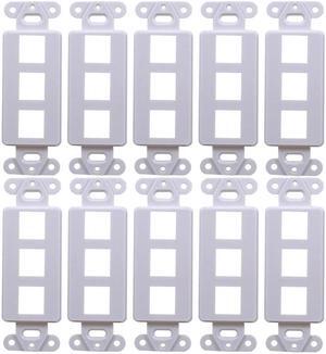 White 3-Port Decora Keystone Jack Wall Insert HDMI, Cat5/6, USB and DisplayPort (10 Pack)