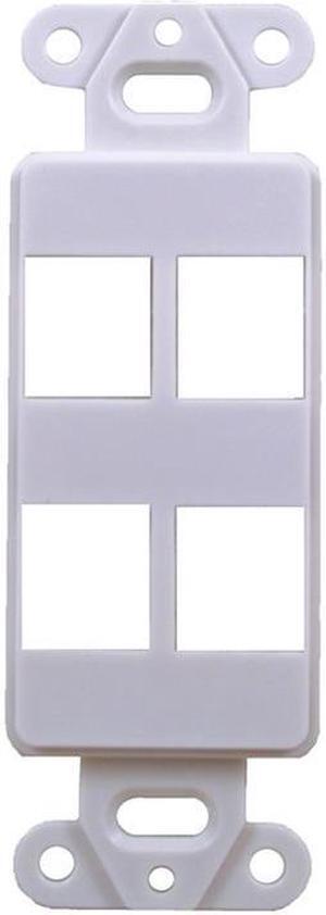 White 4-Port Decora Keystone Jack Wall Insert HDMI, Cat5/6, USB and DisplayPort