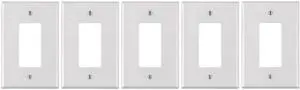White Plastic 1-Gang Decora Style Wall Face Plate White (5 Pack)
