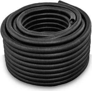 High Quality 100 ft Feet 3/4" Split Wire Loom Conduit Polyethylene Tubing Black