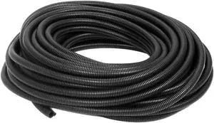 Polyethylene Flexible Split Loom Tubing 3/8 Inch Diameter Coil Black (50 Ft)
