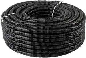 Polyethylene Flexible Split Loom Tubing 1/2 Inch Diameter Coil Black (50 Ft)