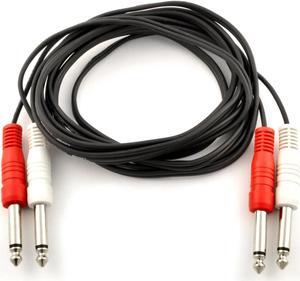 Stereo Interconnect Dual 1/4-Inch TS to Dual 1/4-Inch TS Audio Speaker Connector Cable Black 10FT