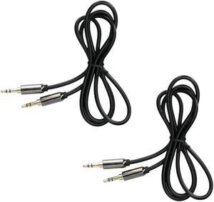 3.5mm Male to Male Stereo Audio AUX Cable Auxiliary 3ft for Car PC iPhone iPod Black (2 Pack)
