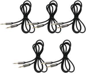 .5mm Male to Male Stereo Audio AUX Cable Auxiliary 3ft for Car PC iPhone iPod Black (5 Pack)