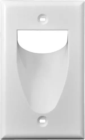 Recessed Single 1 Gang Low Voltage Cable Wall Plate White