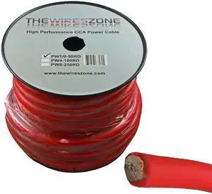 1/0 Gauge 50 Feet High Performance Amplifier Power Cable (Red)