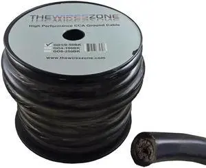 1/0 Gauge 50 Feet High Performance Amplifier Power/Ground Cable (Black)