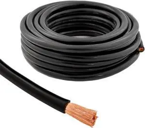 4 Gauge 25ft OFC Power Cable Oxygen-Free Copper Ground Wire (4 AWG Black 25-feet)