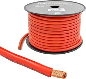 4 Gauge 100ft OFC Power Cable Oxygen-Free Copper Ground Wire (4 AWG Red 100' Spool)