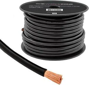 4 Gauge 100ft OFC Power Cable Oxygen-Free Copper Ground Wire (4 AWG Black 100' Spool)