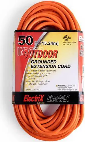 Uninex EC1650ULF 50ft Indoor/Outdoor Grounded Extension Cord 13 Amp UL Certified