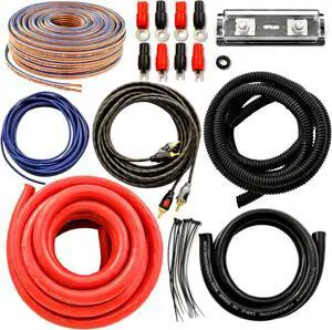 Car Audio 1/0 Gauge Flexible Wire & Cable Complete Amplifier Install Wiring Amp Kit