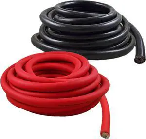1/0 Gauge 50 Feet Total High-Performance Amplifier Power/Ground Cable (Red/Black)