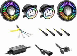Metra JP-708RGBKT Chasing RGB 7" Projector lights & 4" Fog Lights w/Controller for Jeep