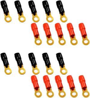 The Wires Zone 4 Gauge 5/16" Gold Plated Ring Terminal - 20 Pack