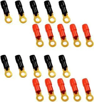 The Wires Zone 4 Gauge 5/16" Gold Plated Ring Terminals - 50 pack