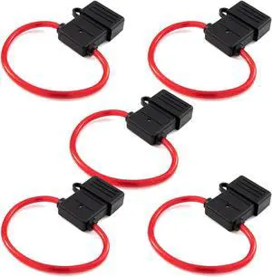 Car Audio Amp 8 Gauge OFC Inline Maxi Fuse Holder with Waterproof Cover (5/pack)