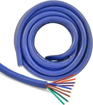 20ft 18 AWG Multi 9 Conductor Blue Speed Wire 18 Gauge Copper Stranded Cable