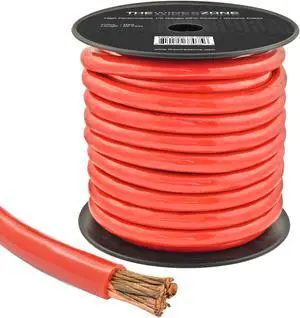 1/0 Gauge 50ft OFC Power Cable Oxygen-Free Copper Ground Wire 1/0 AWG 50' Red