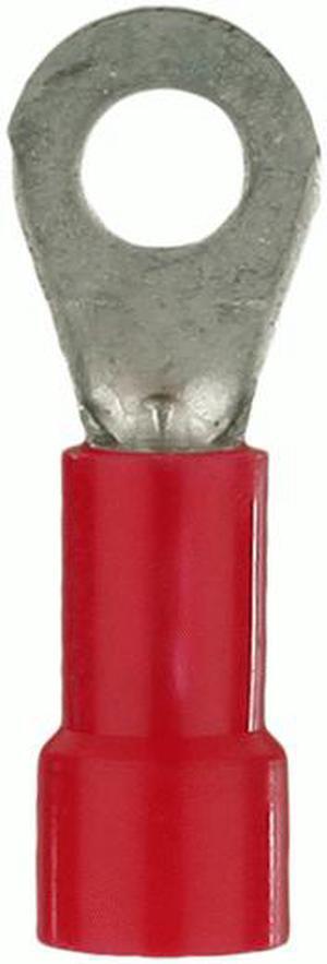 The Install Bay RVRT6 Red Vinyl Insulated 22/18 Gauge #6 Ring Terminal (100/pk)