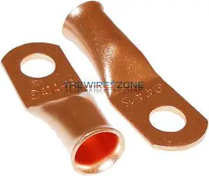 The Install Bay CUR414 Copper 4 Gauge or AWG 1/4' Stud Ring Terminal (25/pack)