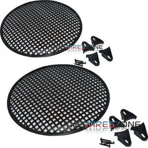 12" Steel Speaker/Subwoofer Woofer Waffle Mesh Grille w/ Clips & Screws (pair)