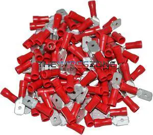 Install Bay RVMD250 Red Vinyl 22-18 Gauge .250 Male Quick Disconnect (100/pack)