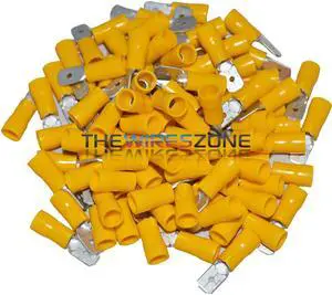 The Install Bay YVMD250 Yellow 12-10 Gauge .250 Male Quick Disconnect (100/pk)