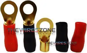 Raptor R438RT Mid Series Gold Plated 4 Gauge 3/8" Ring Terminal (20/pack) 4 AWG