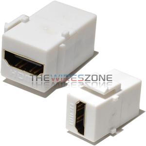 White HDMI Connector Keystone Insert Jack Female to Female Adapter Coupler 2/pk