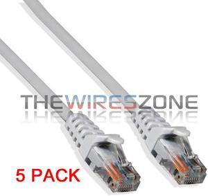 CAT5e 24 Gauge White 50 Feet 350Mhz UTP Patch Ethernet Network Cable Wire (5/pk)