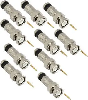 Premium Adapter BNC Compression Connector for CCTV Camera RG6 Coax Cables 10/pk