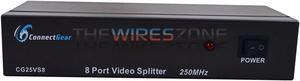 SVGA VGA Splitter 8 Port 1 in 8 out Amplifier Box 250MHz, 1 Video into 8 Monitor