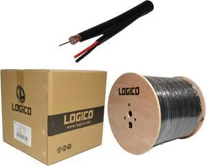 RG59 Siamese Coaxial Direct Burial Outdoor Gel Cable 20AWG 95% Braid 1000ft