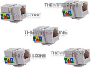 6P6C White RJ11 CAT3 Telephone Network Keystone Jack Insert for Wall Plates 5/pk