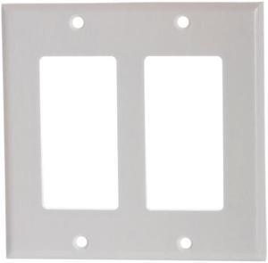 White Plastic Double-Gang Decora Style Wall Face Plate 2-Gang
