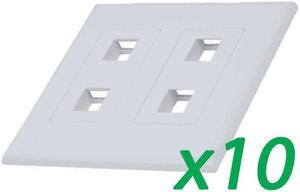 10X White 2-Gang Screwles Decora Wall Plate Cover w/ 2-Port Keystone Jack Insert