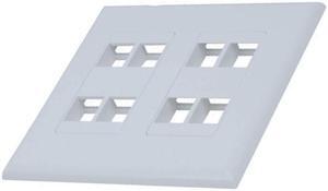 White 2-Gang Screwless Decora Wall Plate Cover with 4-Port Keystone Jack Insert
