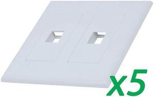 5X White 2-Gang Screwless Decora Wall Plate Cover w/ 1-Port Keystone Jack Insert