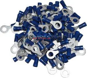 Install Bay BVRT14 Blue Vinyl 16/14 Gauge 1/4' Insulated Ring Terminal (100/pk)