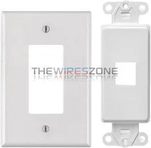 White 1 Port Decora Keystone Snap-in Jack Modular Wall Insert Cover Plate (1/pk)