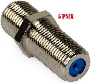 RG6 RG59 2.5GHz F-Jack to F-Jack Adapter F-81 Coupler 3/4" Long Barrel (5/pack)