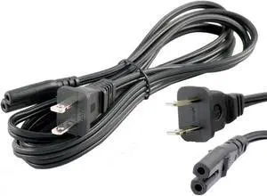 iTEKIRO 4 ft 2-Prong AC Power Cord for laptops, VCRs; NEMA 1-15P Male to IEC320 C7 Female (2-Slot Plug); Non-Polarized