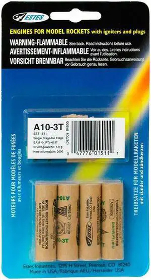 Estes 1511 A10-3T Mini Engine (4) HAZ