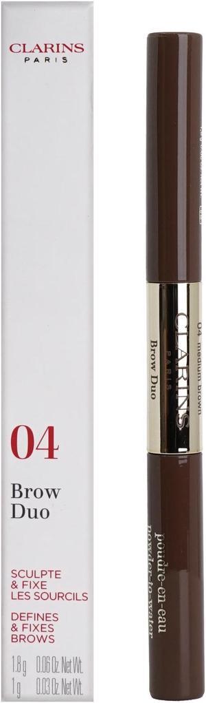 Clarins Brow DUO Defines & Fixes 04 Medium Brown All Skin Types 0.03 OZ
