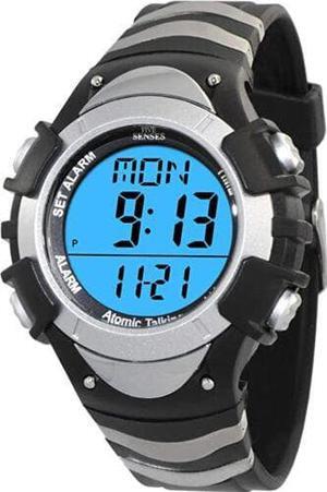 TimeChant Atomic English Talking Watch for Seniors Men and Women Talking with Day-Date Loud Alarm Clock Visually Impaired (Silver)