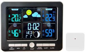 Maximal Power Smart Digital Clock Color LCD Barometric Hygrometer Weather Station Forecast Moon Phases for Home Decor Indoor Outdoor - Clock AN0814